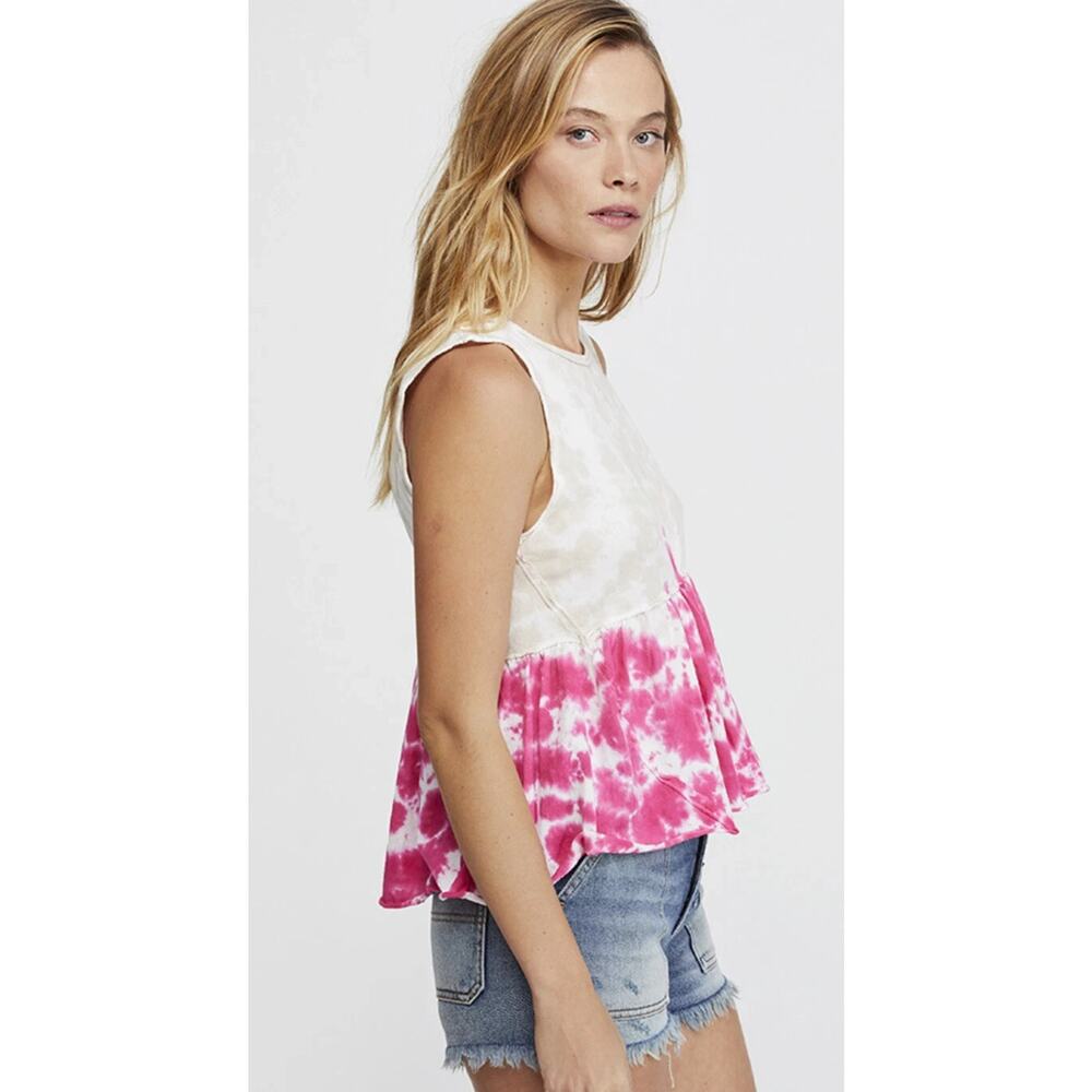 We The Free Anytime Pink Hibiscus Tie Dye Tank Top XS Women's - Picture 3 of 11